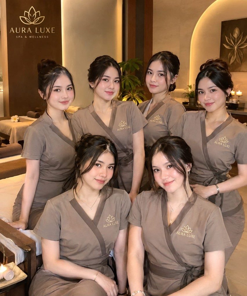 Tim terapis Auraluxe Spa & Massage berseragam di ruang perawatan